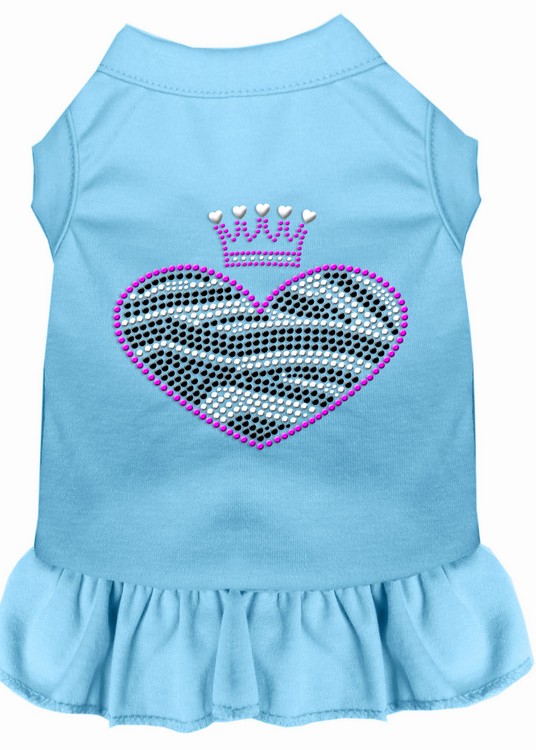 Zebra Heart Rhinestone Dress Baby Blue XS